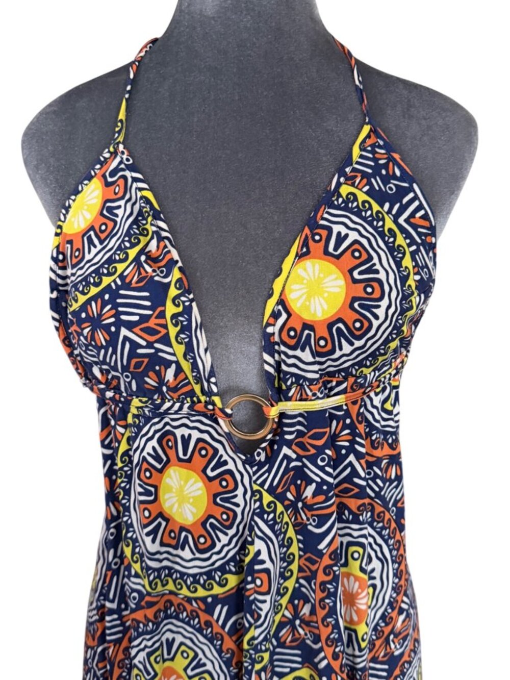 Karina Grimaldi Silk Jersey Halter Maxi Dress Made In USA - Picture 2 of 5